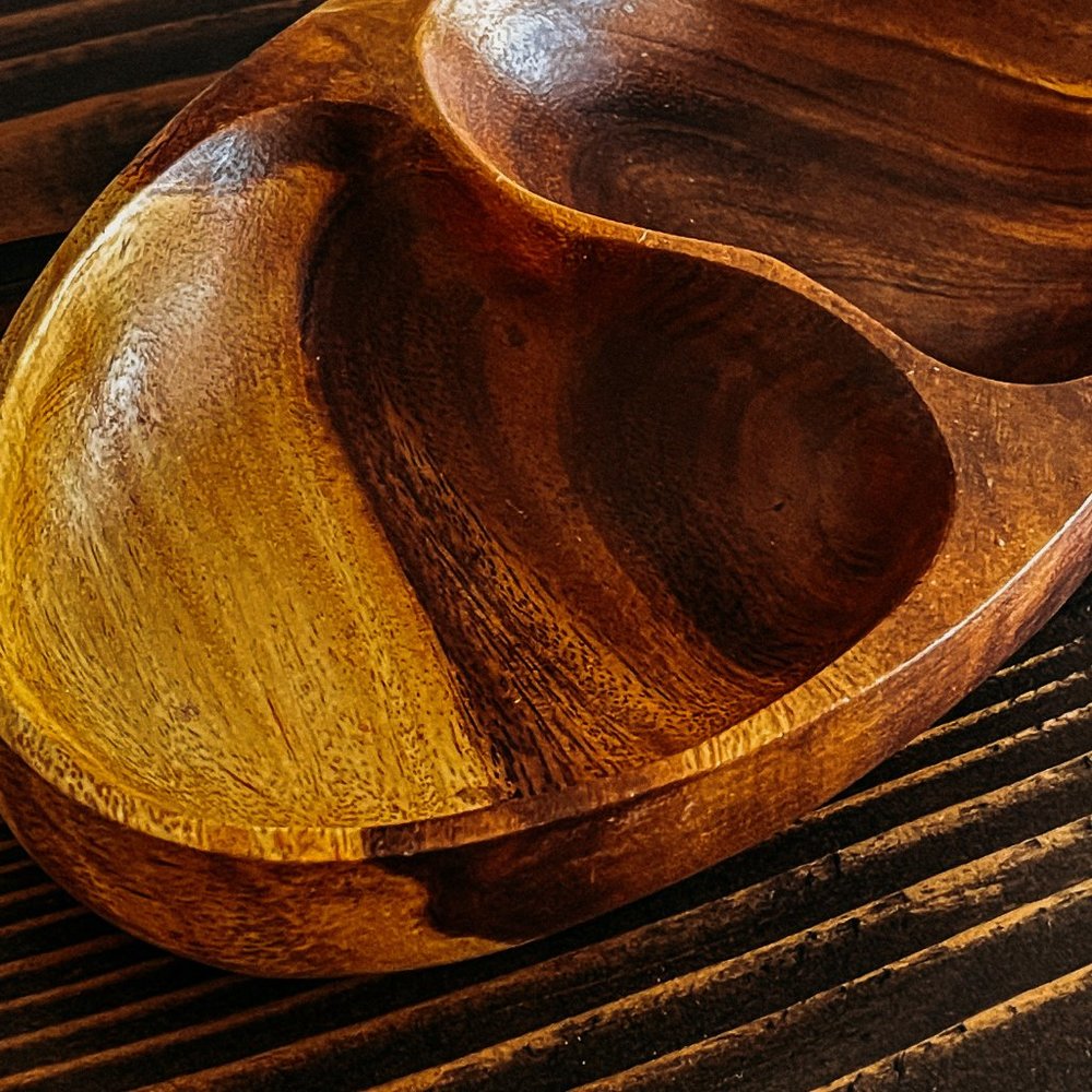 Vintage Monkey Pod Wood Dish Boho - Picture 2 of 4